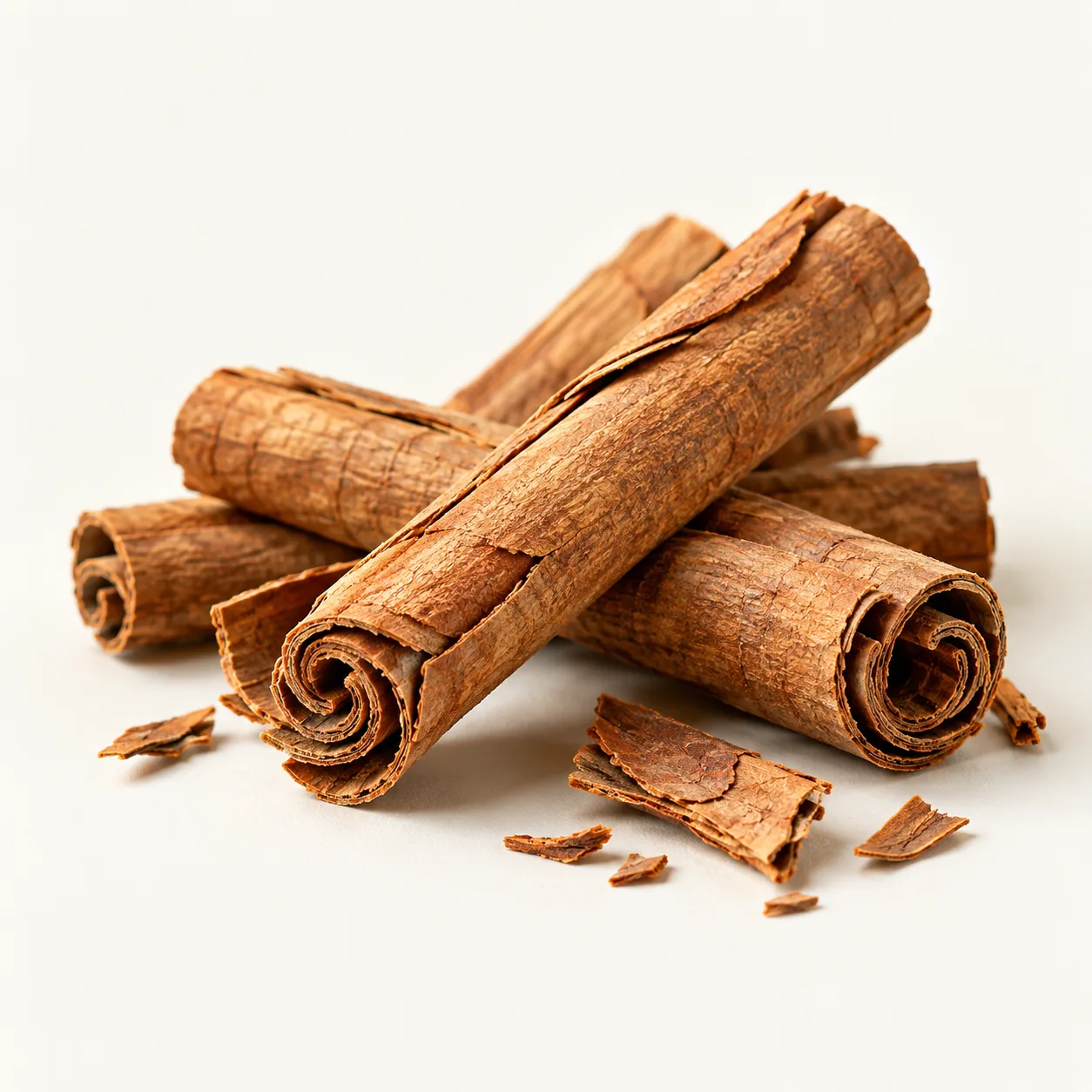 Cinnamon sticks arranged in a warm editorial composition